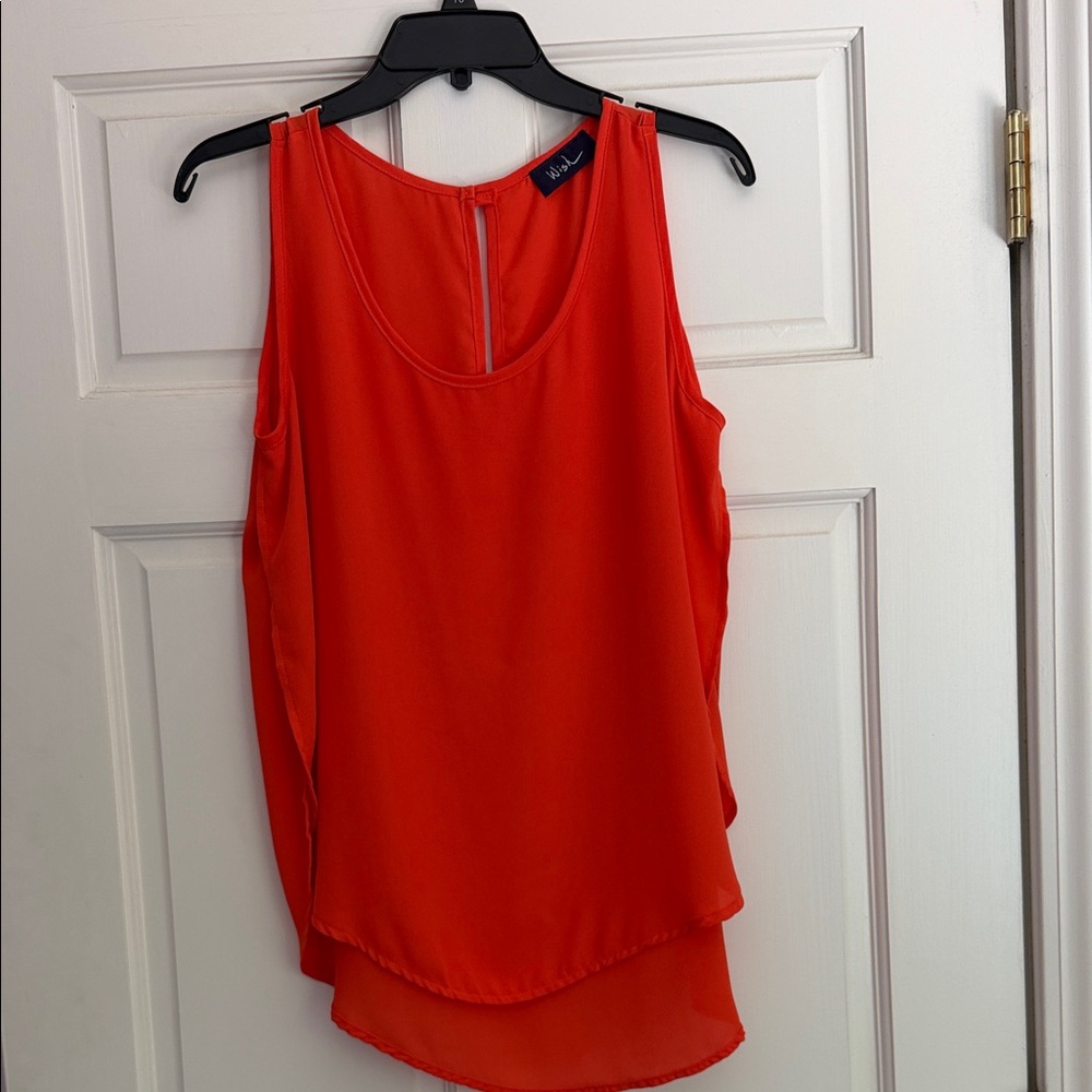 Wish Orange-Red Sleeveless Layered Tank Top